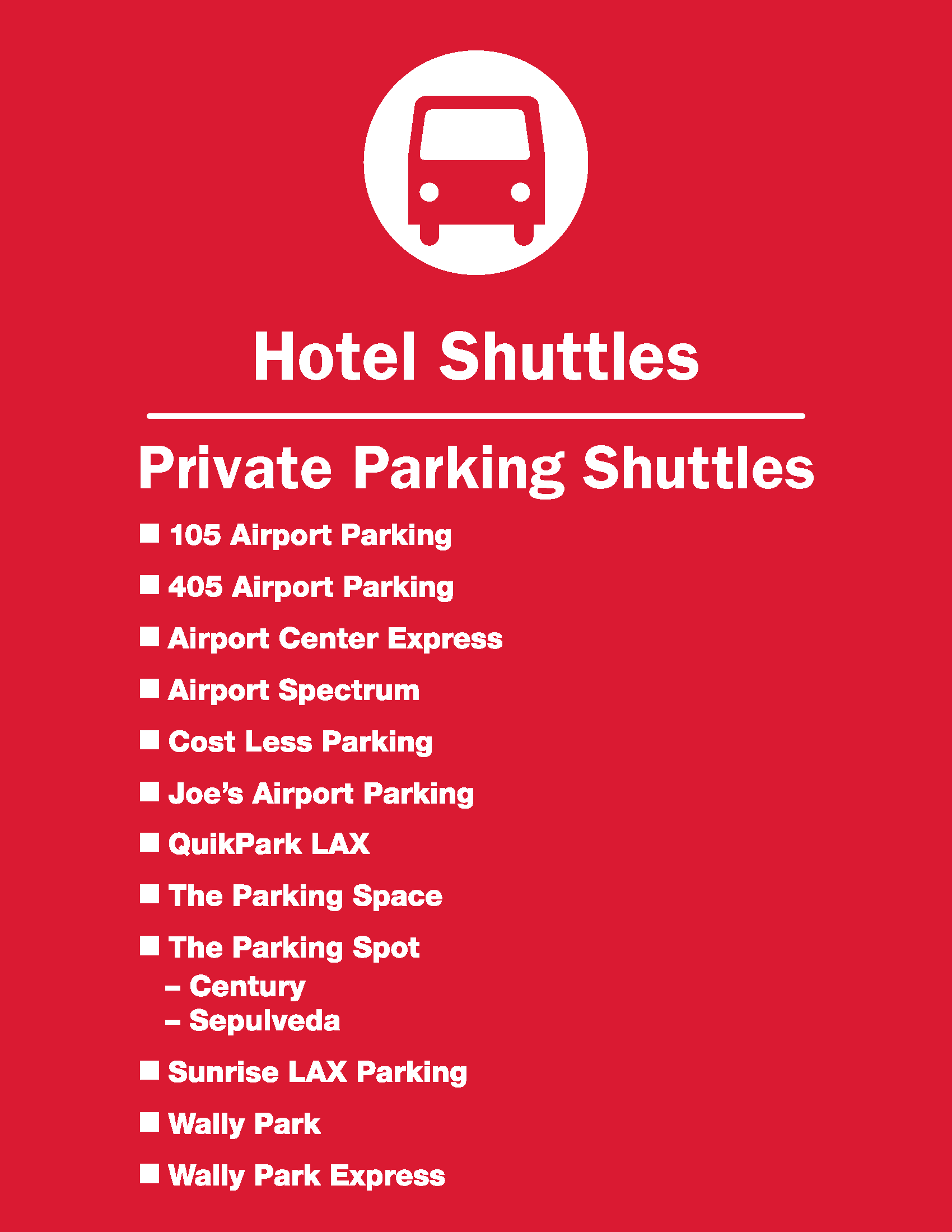 Hotel and Courtesy Shuttles Stops